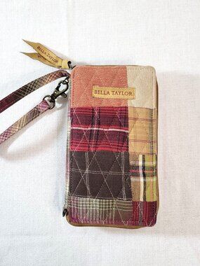 Bella Taylor Abilene Patch Quilted Cotton Cell Phone Wristlet Wallet Boho Style